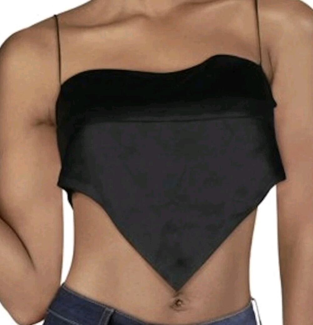 Forever 21 Women’s M Black‎ Satin Cropped Sleeveless Top #519